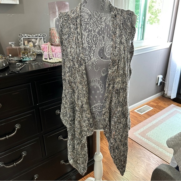 Chunky Knit Open Front Sweater Vest Cardigan – Neutral Gray Multi - Picture 2 of 15
